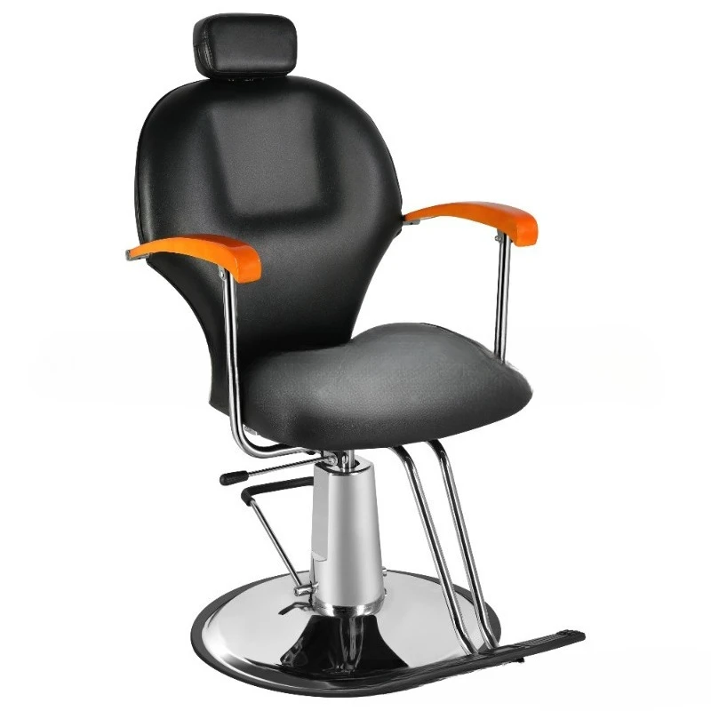 American Style Barber Chair, Swivel Salon Hairdressing Chair, Height Adjustable Shaving Chair with Solid Wood Armrest
