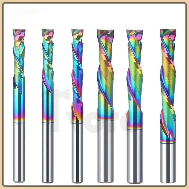 

Compression Router Bit 12.7mm CNC Milling Cutter Wood 2 Flute Spiral Cutter Carbide End Mill DLC Coating Woodworking Tool