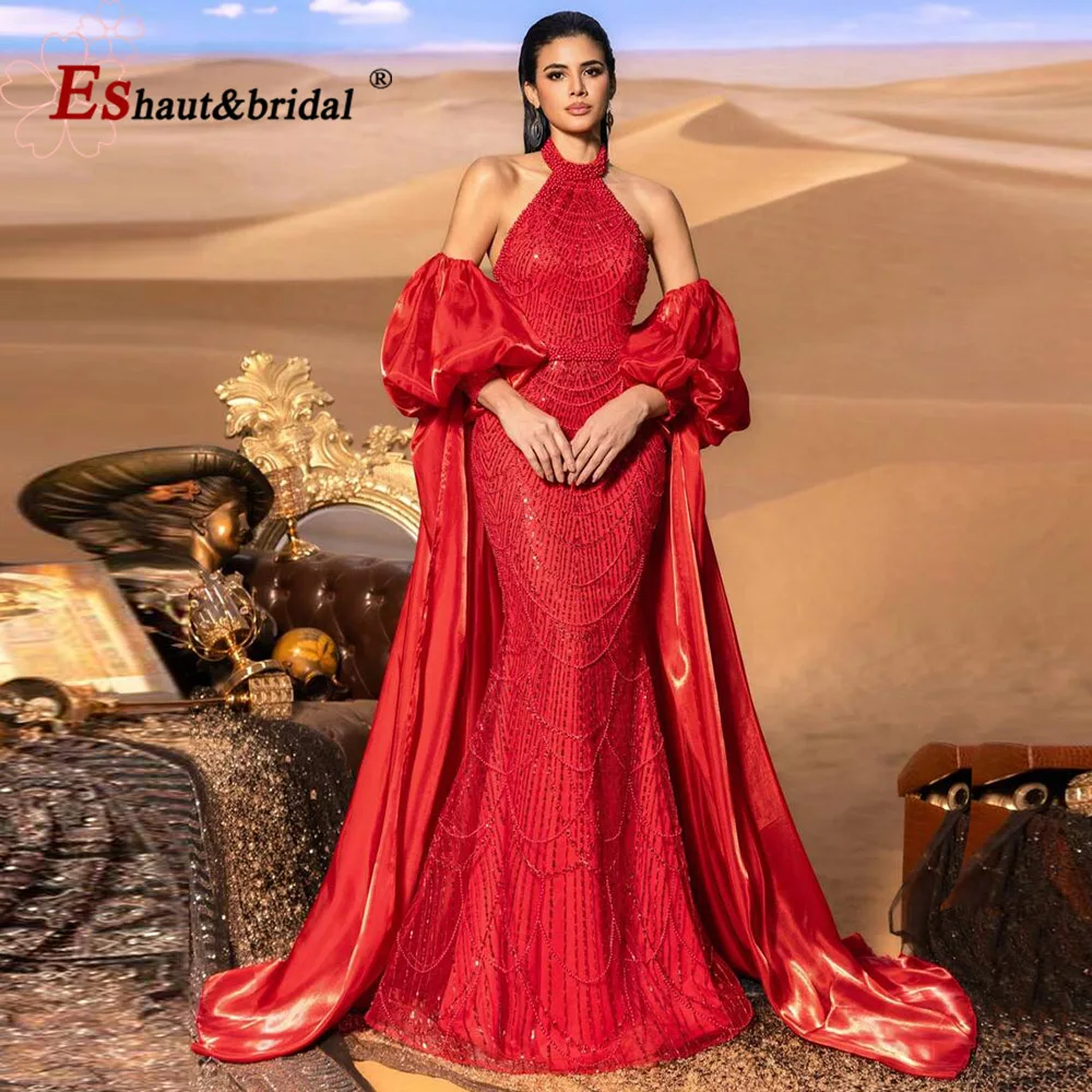 

Elegant Mermaid Pearl Evening Dress for Women with Skirt 2026 Luxury Dubai Arabia Long Formal Prom Wedding Party Gown Customized