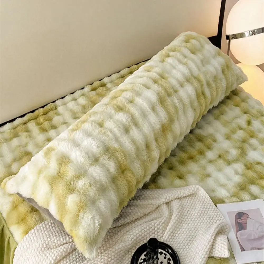 Comfortable Extended Plush Long Pillowcase Warm Soft Winter Pillow Cover Washable Decorative Double People Pillow Hotel