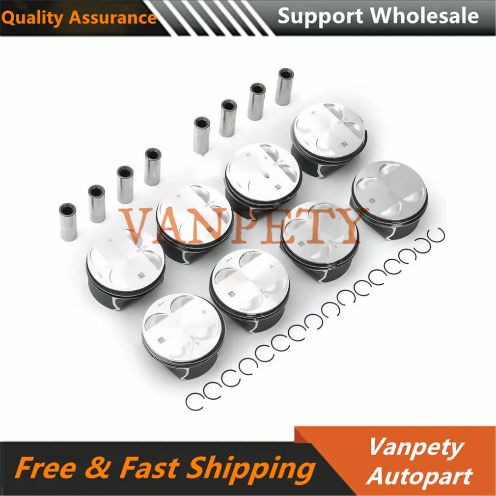 8x N62 Engine Pistons & Rings STD for BMW 550i 650i X5 E60 E63 E65 N62B48 4.8L 11257542292 11257831889 11257544952 11257537124