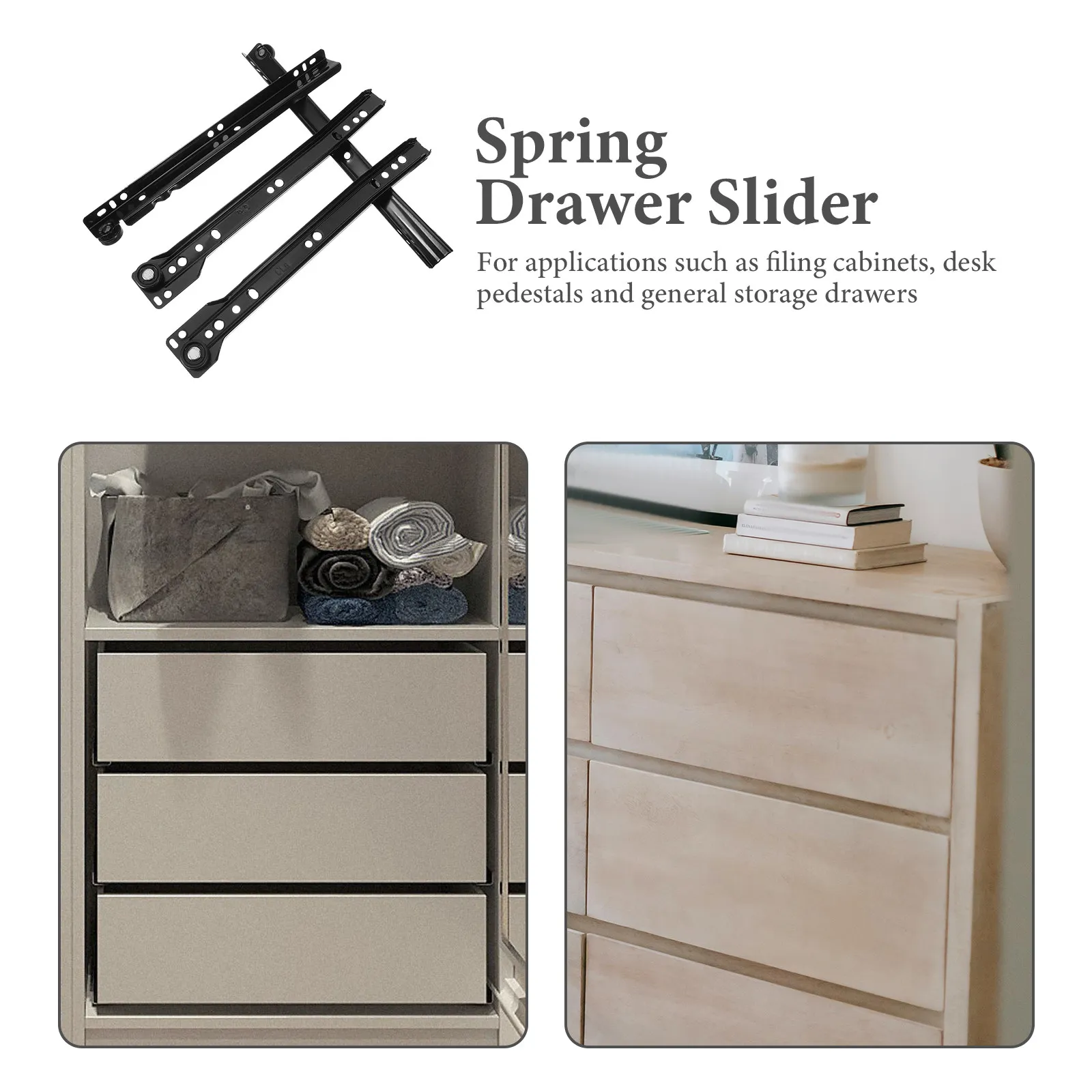 1Set Smooth Operating Drawer Slides High Strength Cold Rolled Steel Sturdy Construction Easy to Install Furniture Guide Rail