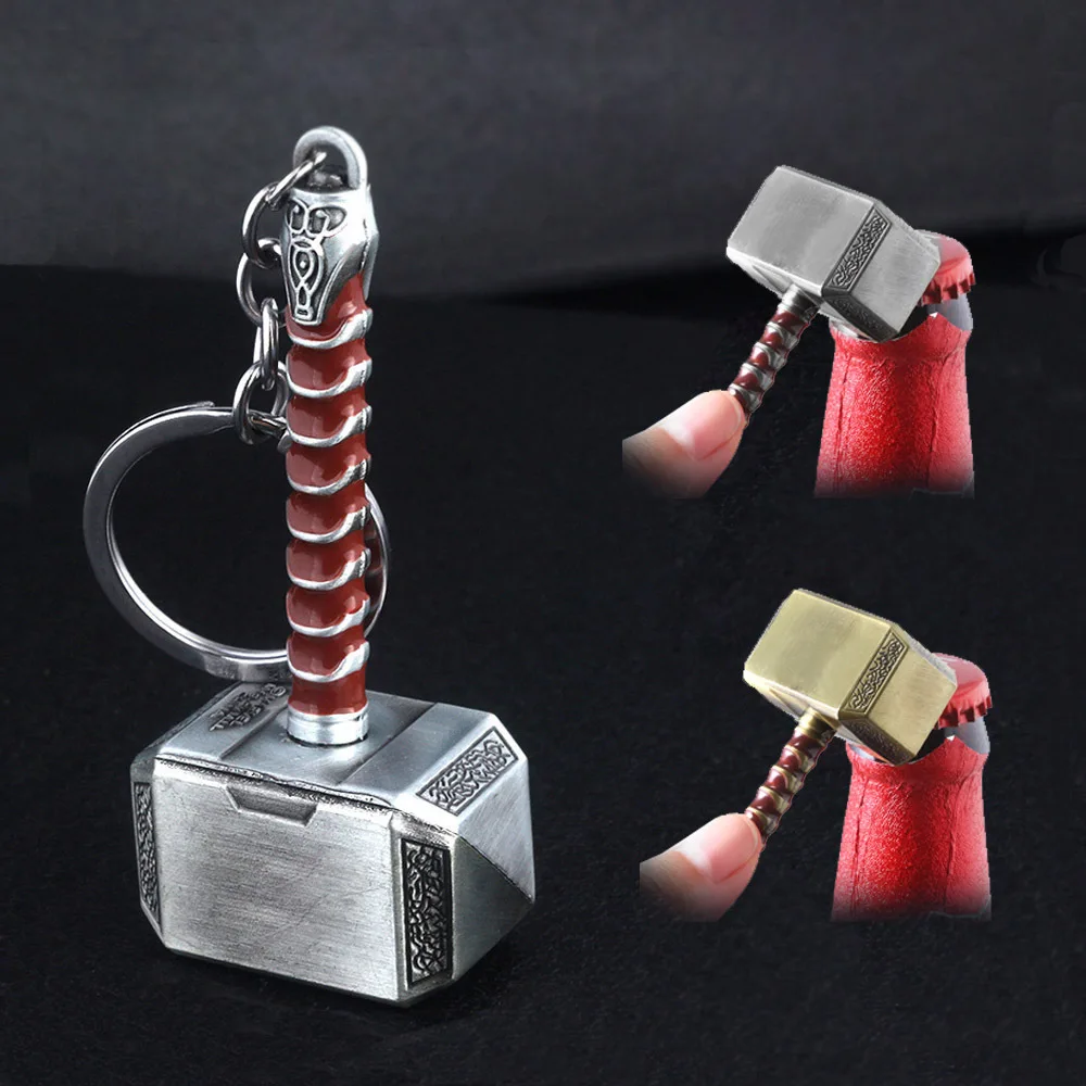 Marvel Legends Thor Weapon Hammer Portable Keychain Multifunctional Beer Bottle Opener Creative Metal Pendant Ornament Gift