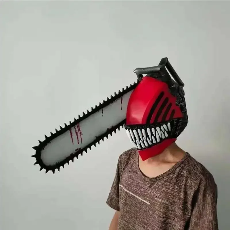 Máscara de Cosplay de motosierra de Anime para hombre, máscara Denji Pochita de látex suave, disfraz de Halloween, máscaras de disfraz de fiesta, accesorios para adultos, talla única Q