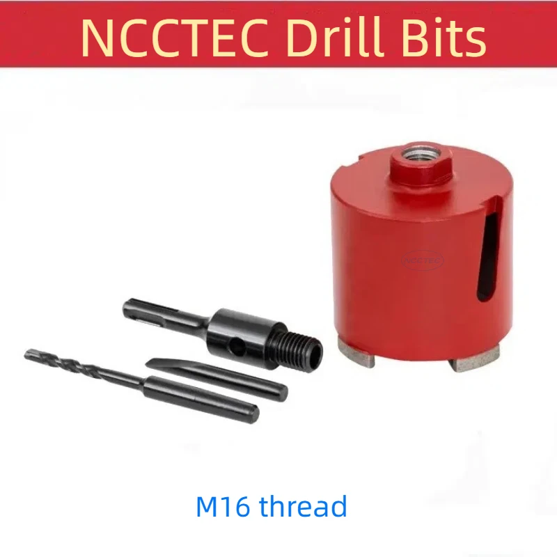 [M16 Thread] NCCTEC 1.2''-3.2'' Diamond Crown Socket Dry Core Drill Bits | 30-82mm Hole Saw Cutter Opener Sanitary Installation