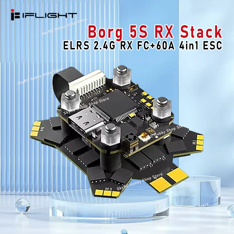 

iFlight Borg 5S RX Stack, Built-in ELRS 2.4G RX FC + Borg 60RS 60A 4in1 ESC, 4-8S BL32, FPV Racing Parts