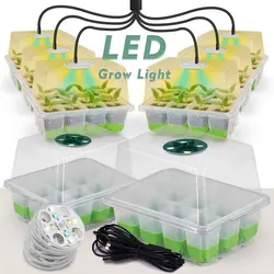 LED Grow Light Seedling Starter Tray Kit with Transparent Cover Indoor Garden Greenhouse Flower Plants Nursery Germination Box
