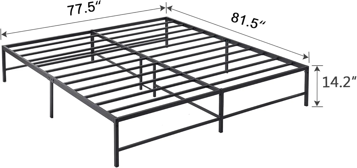 

14"" Metal Platform Bed Frame/Mattress Foundation/No Box Spring Ned (King Size)