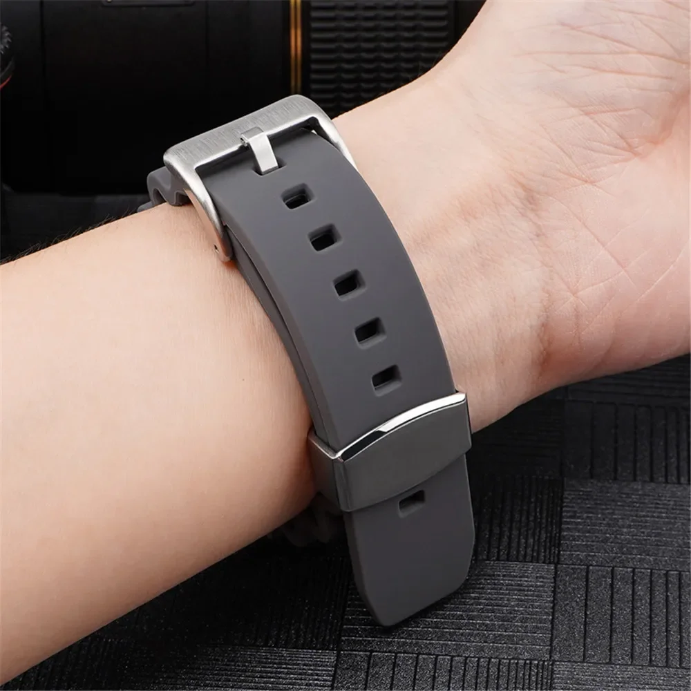 Silicone Sport Strap 20mm 22mm Metal Hoop Diving Waterproof Men Replacement Bracelet Watch Band for Seiko Prospex Series