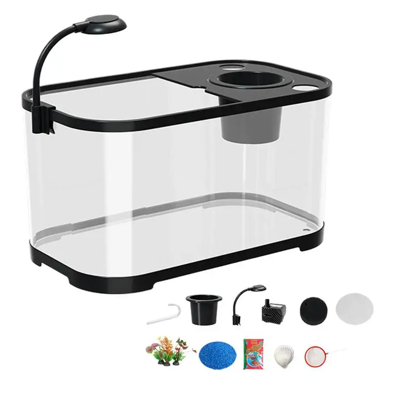 

Aquarium Starter Kits Desktop Fish Tank Kit Decorative Fish Tank for Terrapin Tortoise Turtle Household Clear Aquarium