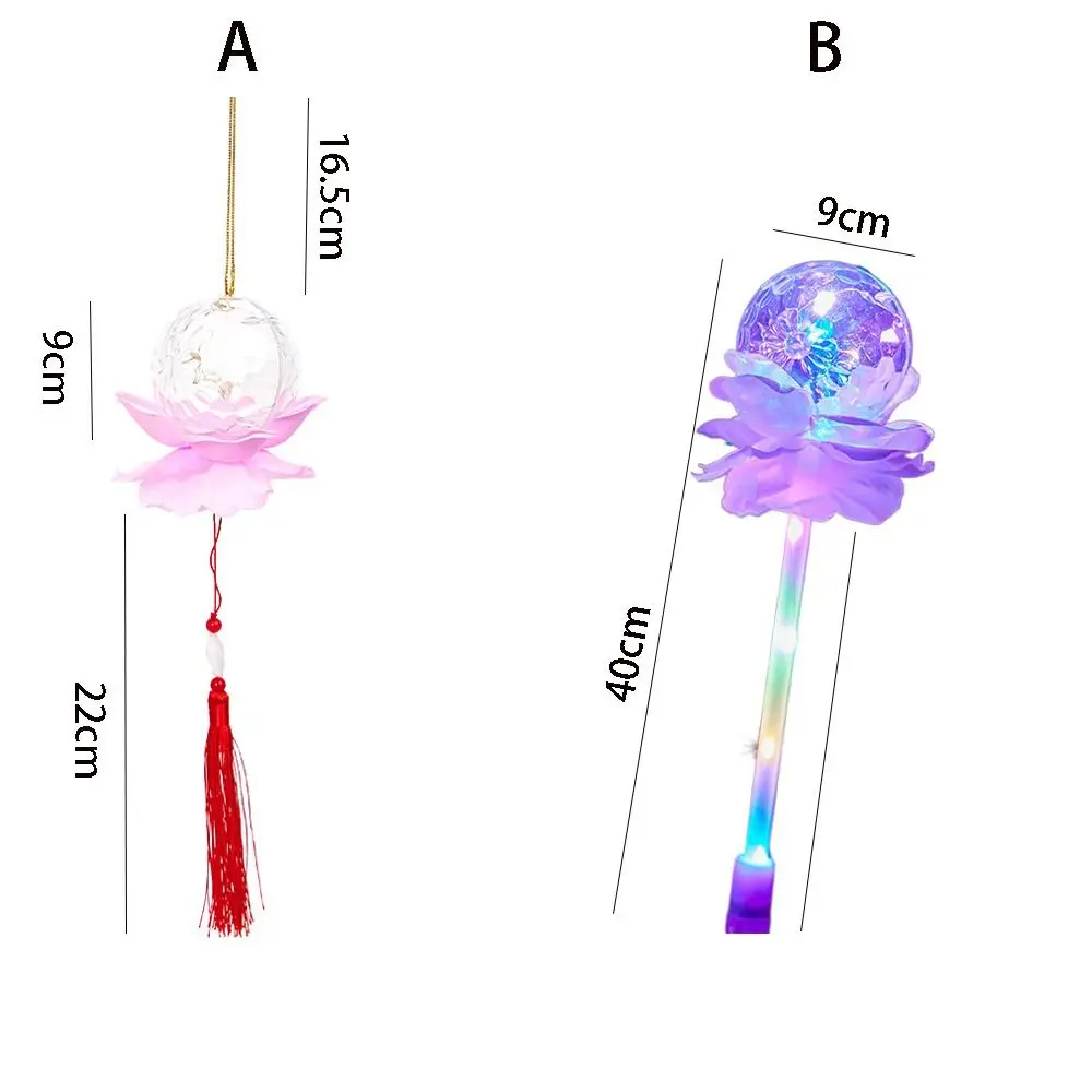 Chinese Style Stylish Glowing Hand Held Lantern Portable Handmade Lotus Lantern Cute Creative LED Light Mid-Autumn Festival