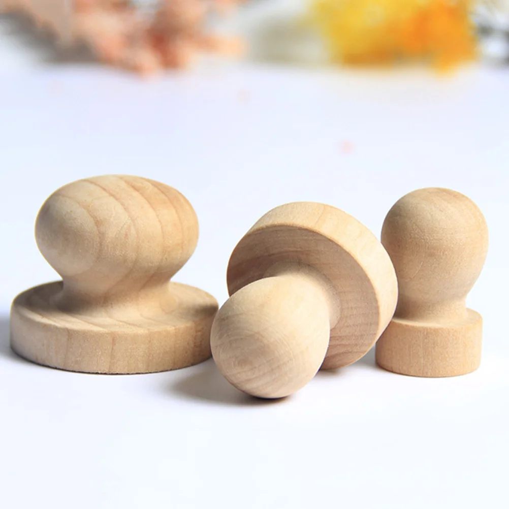 

5Pcs Reusable Wood Stamp with Round Handle Custom Engraving Design for DIY Stationery Craft Scrapbooking Invitation Greeting