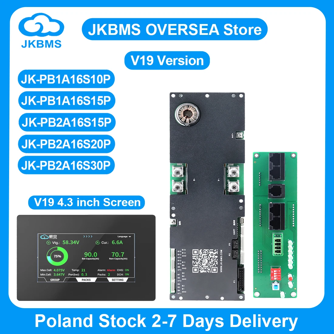 JIKONG V19 Inverter BMS 8S-16S 24V 48V 100A 200A 300A per Li-Ion Lifepo4 LTO Batteria di Energia Domestica BMS Bilanciatore Attivo 1A 2A