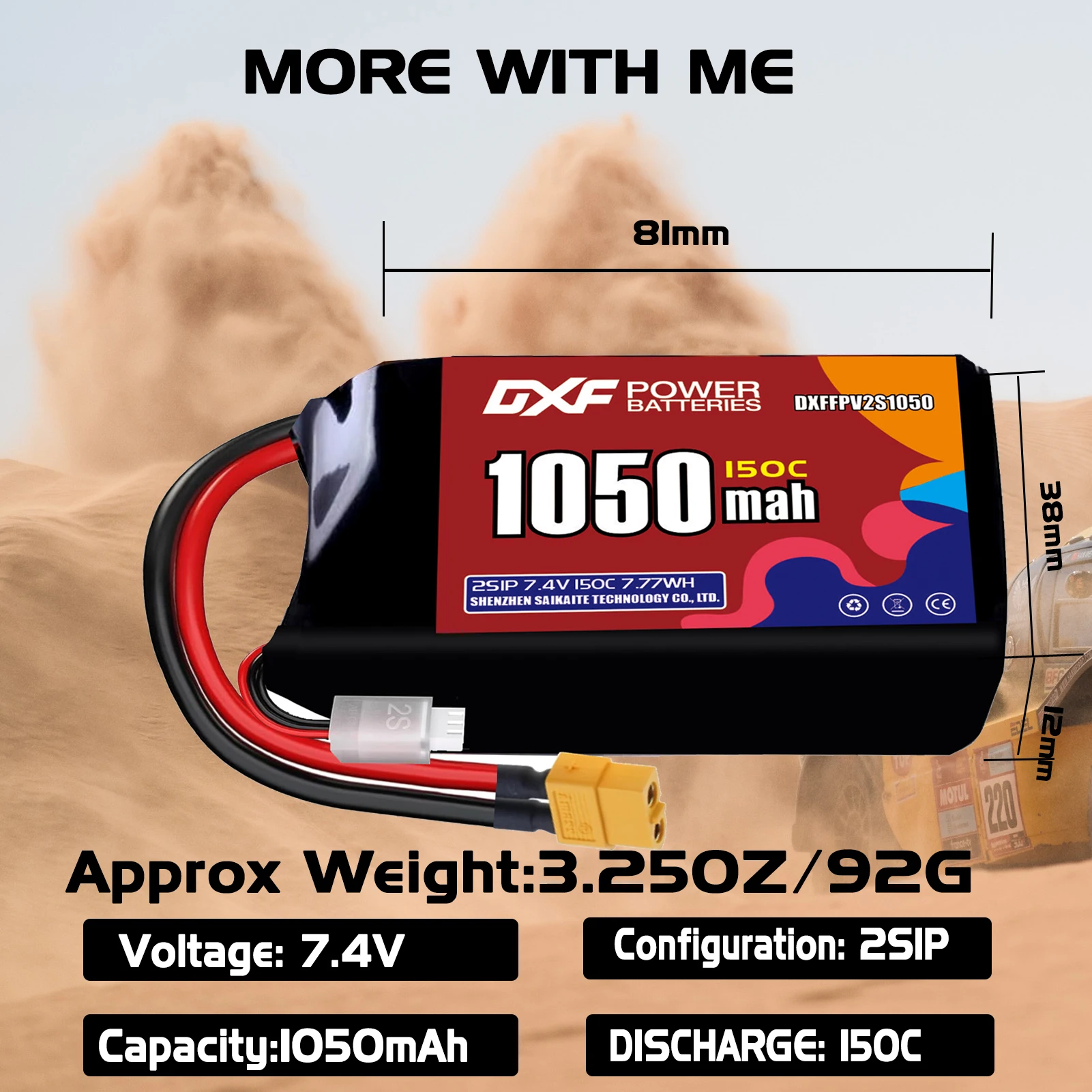 Akumulator DXF Lipo 2S 7.6V 1100mAh 880mAh 650mAh 7.4V 1050mAh 150C z wtyczką XT30 XT60 JST do helikoptera FPV, quadcoptera, drona