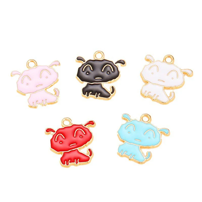 20 pcs/lot Fashion Cute Dog Alloy Enamel Pendant Accessories Charms for Women, Earrings/Necklace Handmade DIY Jewelry