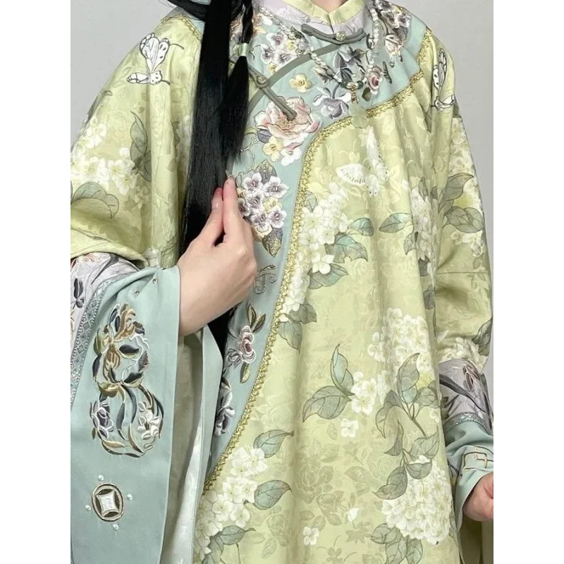 Qing Han donne girocollo originale Hanfu gonna stile cinese industria pesante ricamo dinastia Qing Mamianqun cinese Top