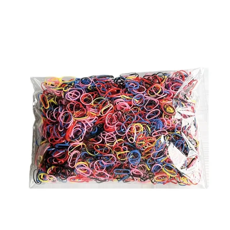 1500PCS Girls Colourful Disposable Rubber Band Hair Ties Headband Children Ponytail Holder Bands Kids Hair Accessories