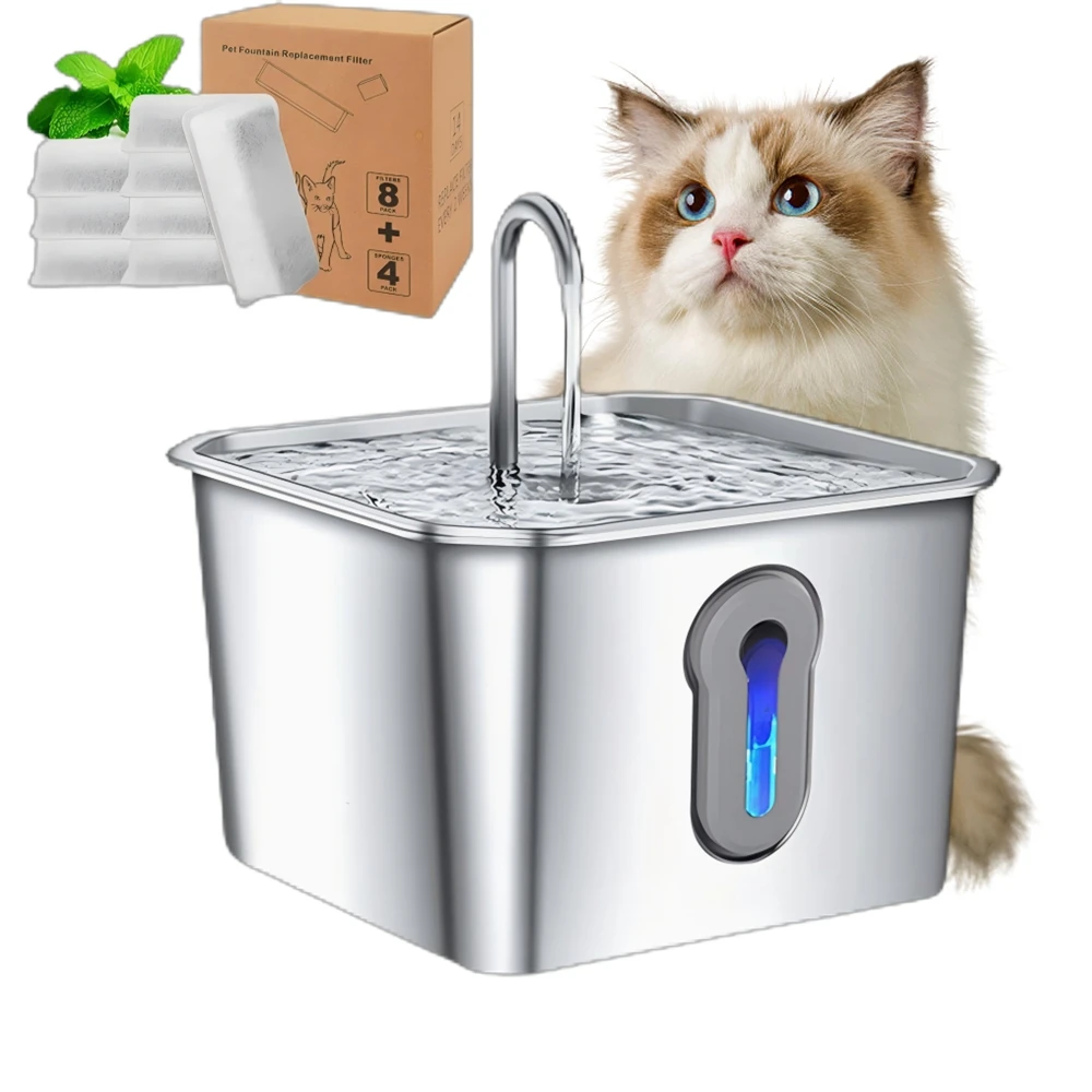 

Stainless Steel Cat Water Fountain, 134oz/4L Automatic Pet Water Fountain With Ultra-Quiet Pump for Cats Dogs, Multiple Pets