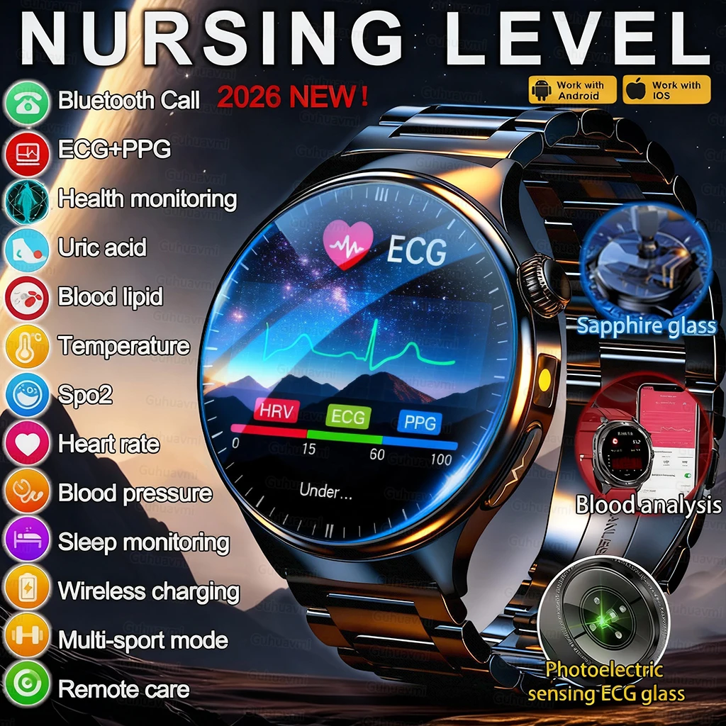 

Новые умные часы 2026 года для мужчин: микротестирование здоровья (ЭКГ+ППГ), измерение уровня кислорода в крови, мочевой кислоты, давления. Сапфировые смарт-часы для мужчин и женщин.