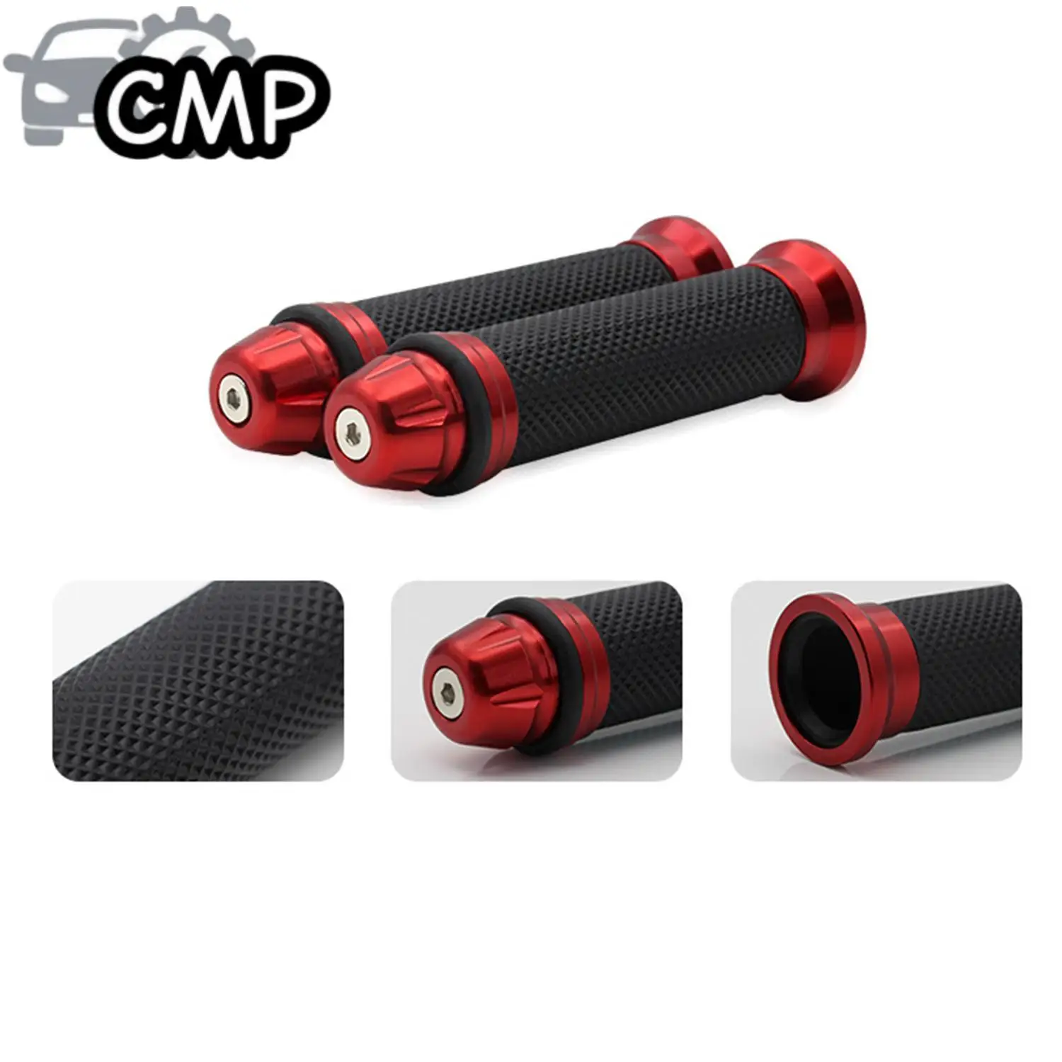 

1pair ATV Motorcycle Red CNC Hand Grips Aluminum Rubber Gel Shock-absorbing Handlebar For 22mm Inner Diameter Motorcycle ATV