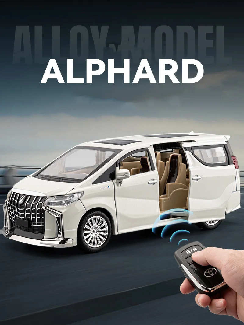 1:24 Key Control Version Toyota Alphard MPV Legierung Automodell Druckguss Metallfahrzeuge Automodell Sound und Licht Kinderspielzeug Geschenk – Detail 1