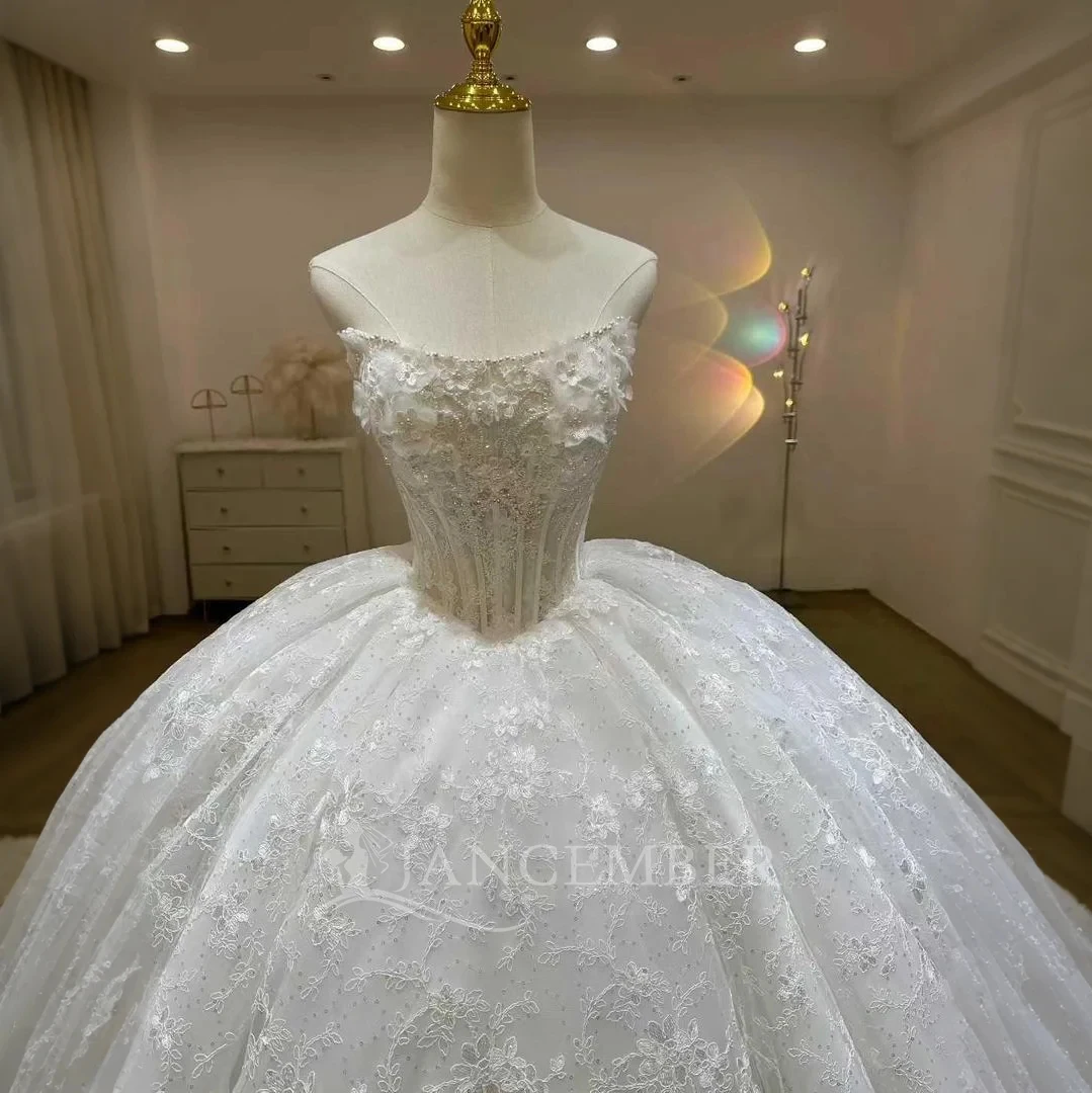 Personalizzato Nuovo Lusso Organza Abito da ballo da sposa Abito da sposa Lace Up Corte Grande strascico Plus Size Made Personalizzato فسات przvalle