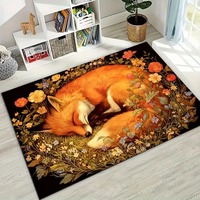 Fox Print Area Rugs Non-Slip Flannel Carpets for Home Living Room Kitchen Bedroom Rug Machine Washable Floor Mat INS