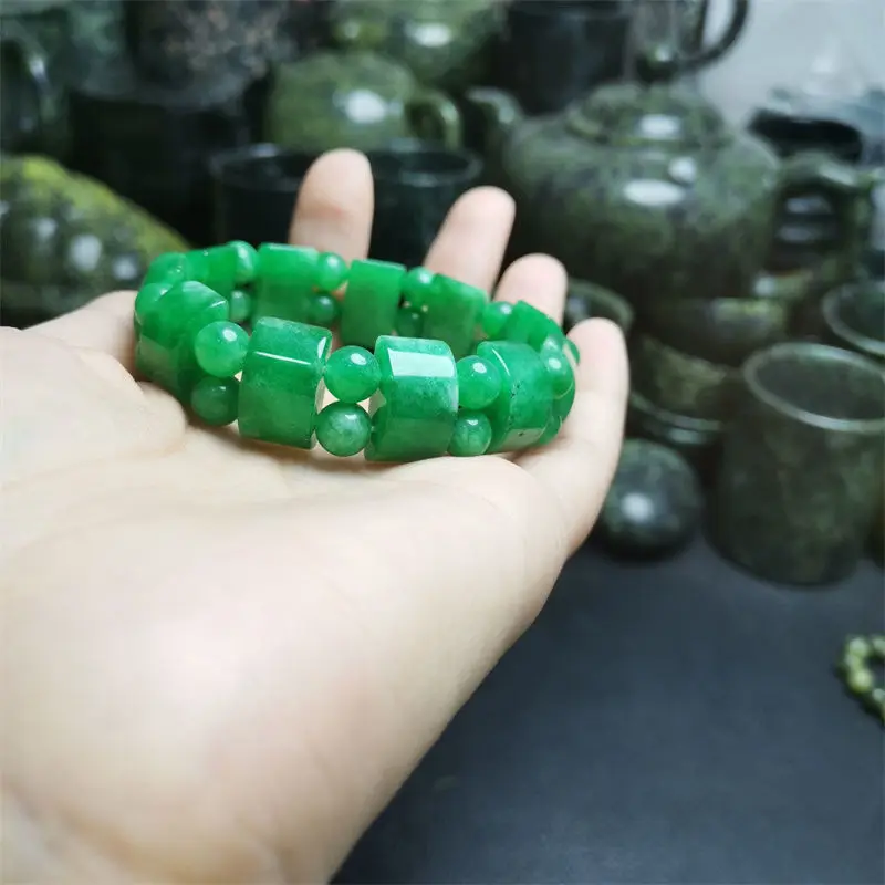 New Natural Gan Qing Jadeite Jade Bracelet Jewelry for Men and Women