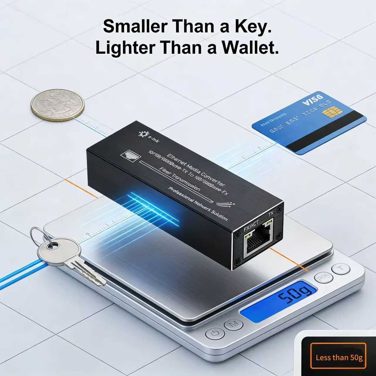 Convertidor de medios Micro Mini 802.3at PoE+ PD 10/100/1000BASE-T a 100/1000BASE-X SFP