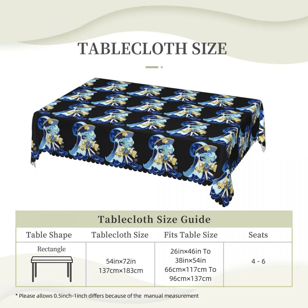 Shadow Milk Cookie Run Kingdom Customized Rectangular Tablecloth Oilproof Table Cover for Dining Events Table Cloth
