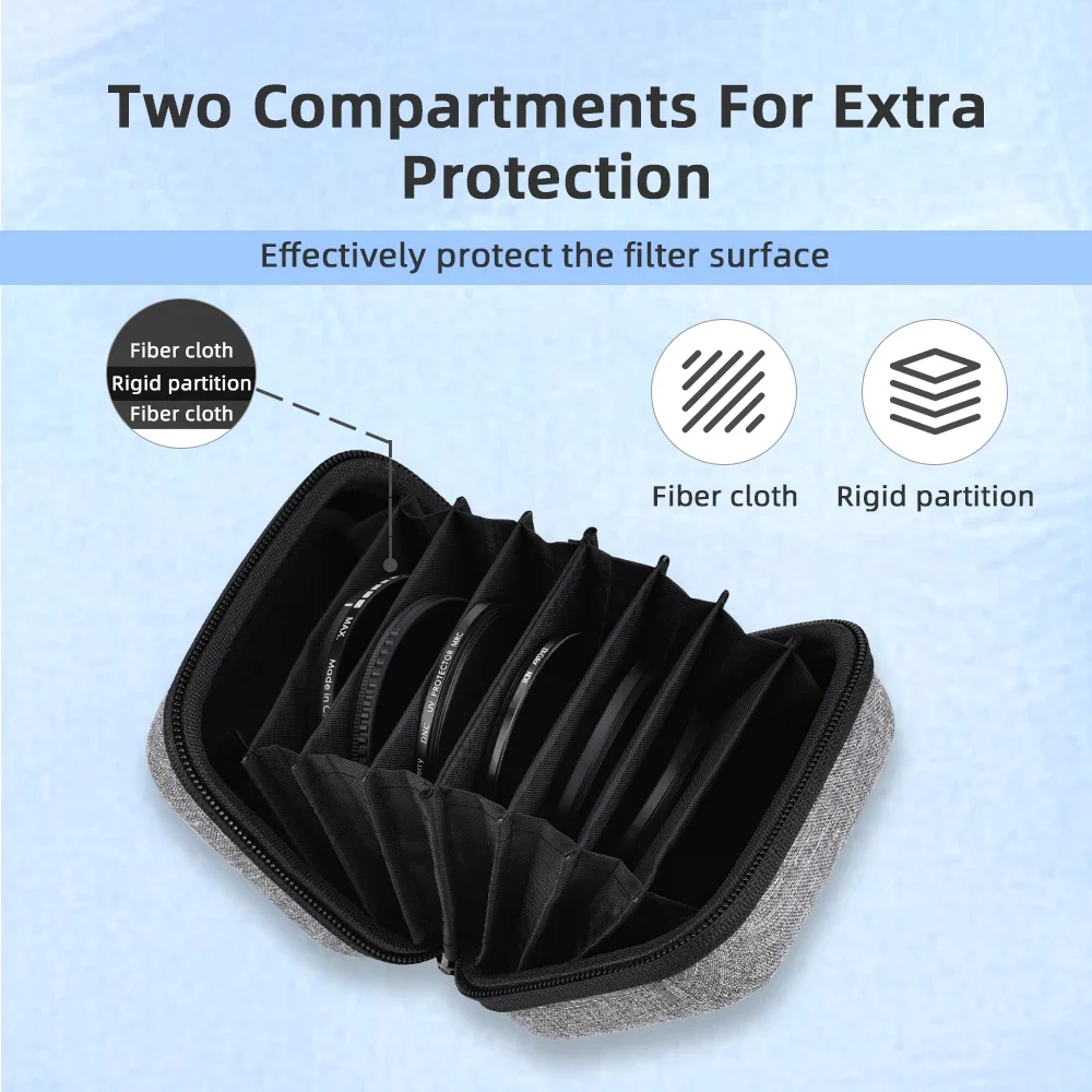 Lens Filter Pouch Case for 8 Circular Filters Up to 67mm Dustproof Storage Carrying Portable Case for Photography Accessory