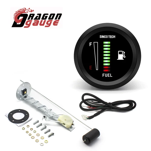 Imagen 1 del producto 「DRAGON」 Indicador de nivel de combustible para automóvil de 2 ""y 52 mm con sensor de flotador de combustible Pantalla electrónica Indicador automotriz de 8-18 V