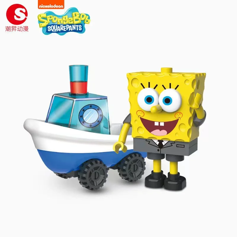 4pcs SpongeBob SquarePants 만화 캐릭터 운전 면허증 훈련 클래스 인형 장식 패트릭 스타 어린이 장난감 선물