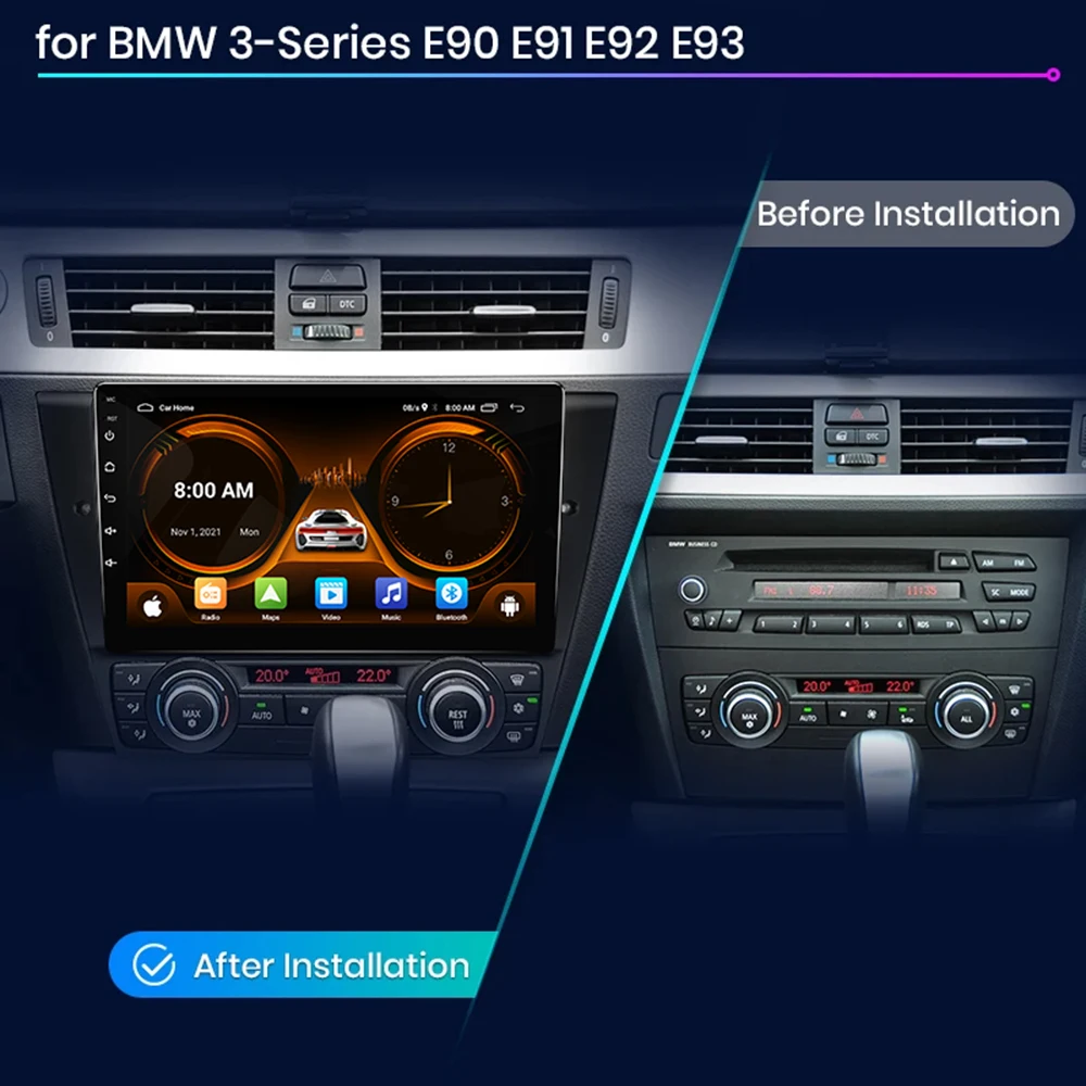 JIUYIN Car Radio For BMW 3-Series E90 E91 E92 E93 wireless CarPlay Android Auto car intelligent systems No 2 din 2din DVD