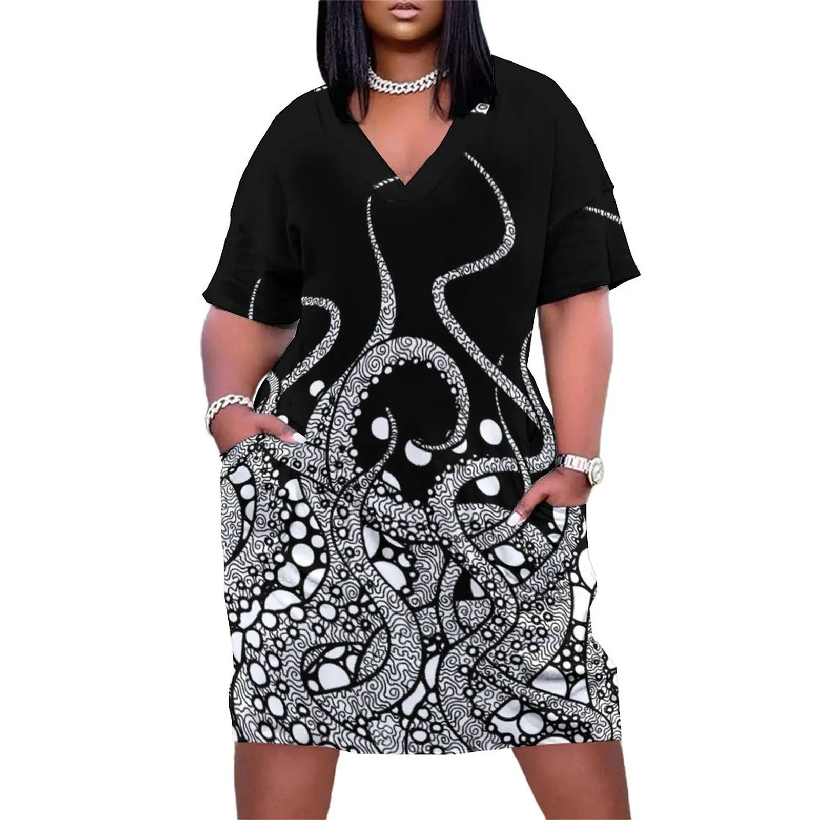 Tentacles Loose Pocket Dress loose summer dress chic and elegant woman dress african dresses for woman dresses for women