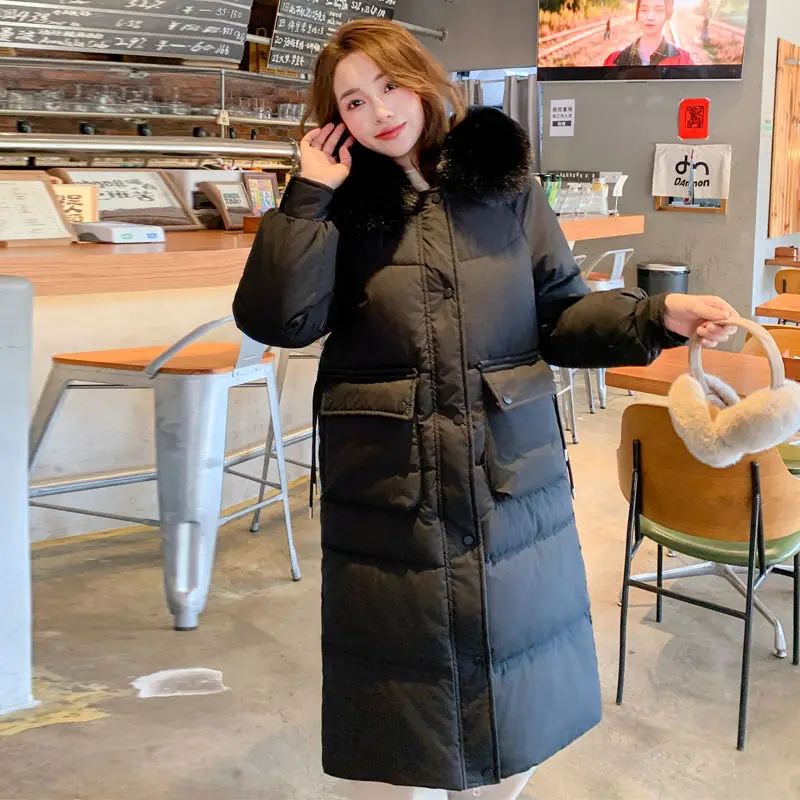 Parkas Warm Casual Parka Jacket 2025 New Winter Coat Women Long Jackets Fur Collar Lining Thick Black Snow Outwear Female