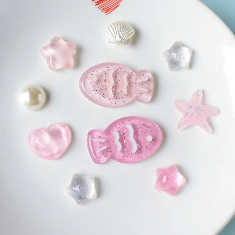 10Pcs Colorful Little Fish Shell Pearls Girl Women Shoe Charms DIY Hole Shoes Detachable Buckle Garden Shoes Accessories Gifts