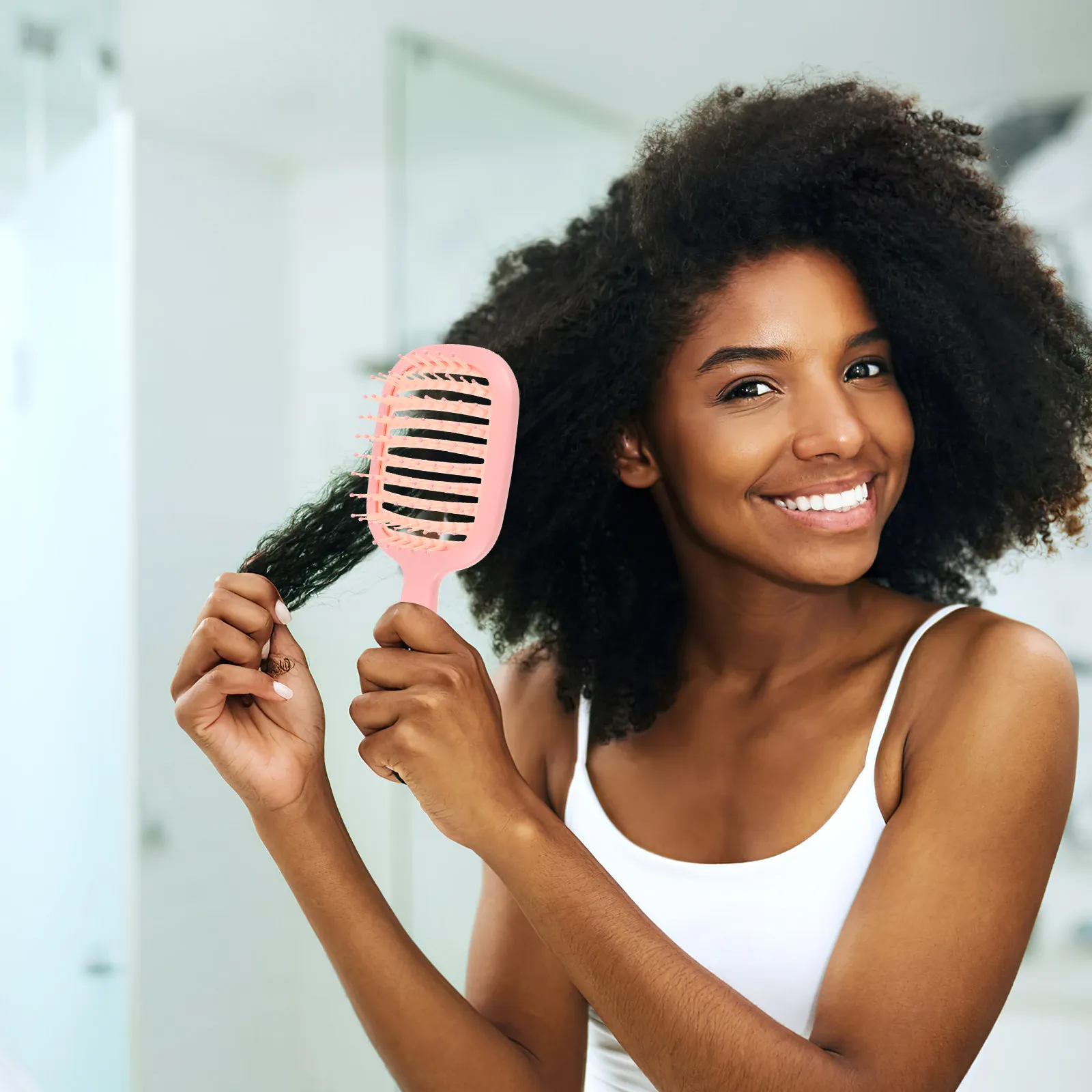 Hair Brush Vented Massage Brush Ergonomic Handle Detangling Scalp Massager Portable Travel Hairbrush for Wet Dry Curly Thick