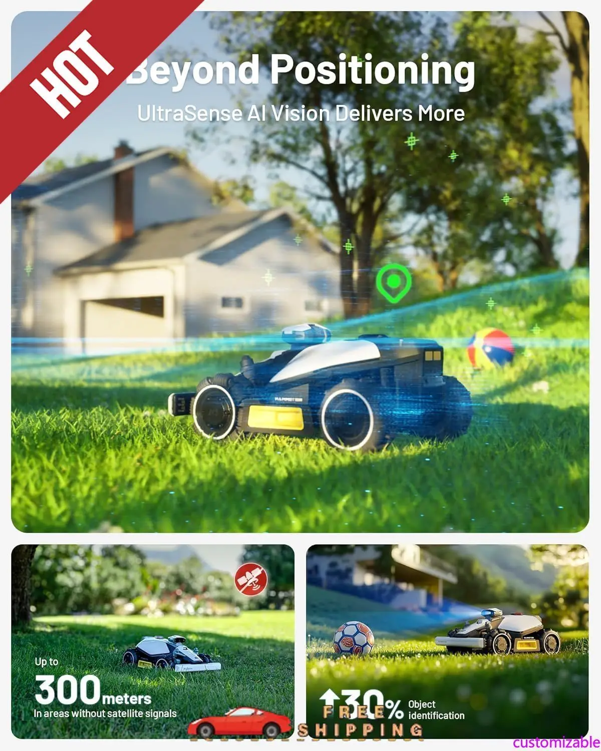 

Customizable mini AWD 1500 Robot Lawn Mower with 4G for 0.37 Acre, All-Wheel-Drive for 80% Slope, No Perimeter Wire, UltraS