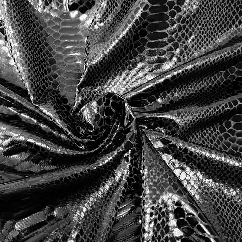 Good,Shiny Black,4 Way Elastic,Ice Silk,Polyester Spandex Knitted Fabric,Snake Pattern,Sewing Sports Tights Pants,Stage Dress