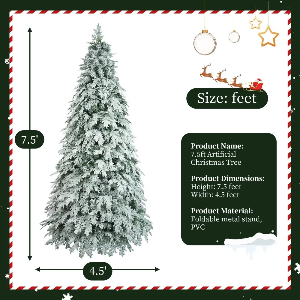 7.5ft Artificial Christmas Tree 400 LED Lights 1200 Branches Christmas Tree Holiday Decoration Creative Trees Xmas Christmas