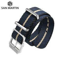 San Martin-Correia Universal de Nylon para Relógio Piloto, Pulseira Paraquedista, Peças de Relógio, Fivela 316L, Alta Qualidade, 20mm