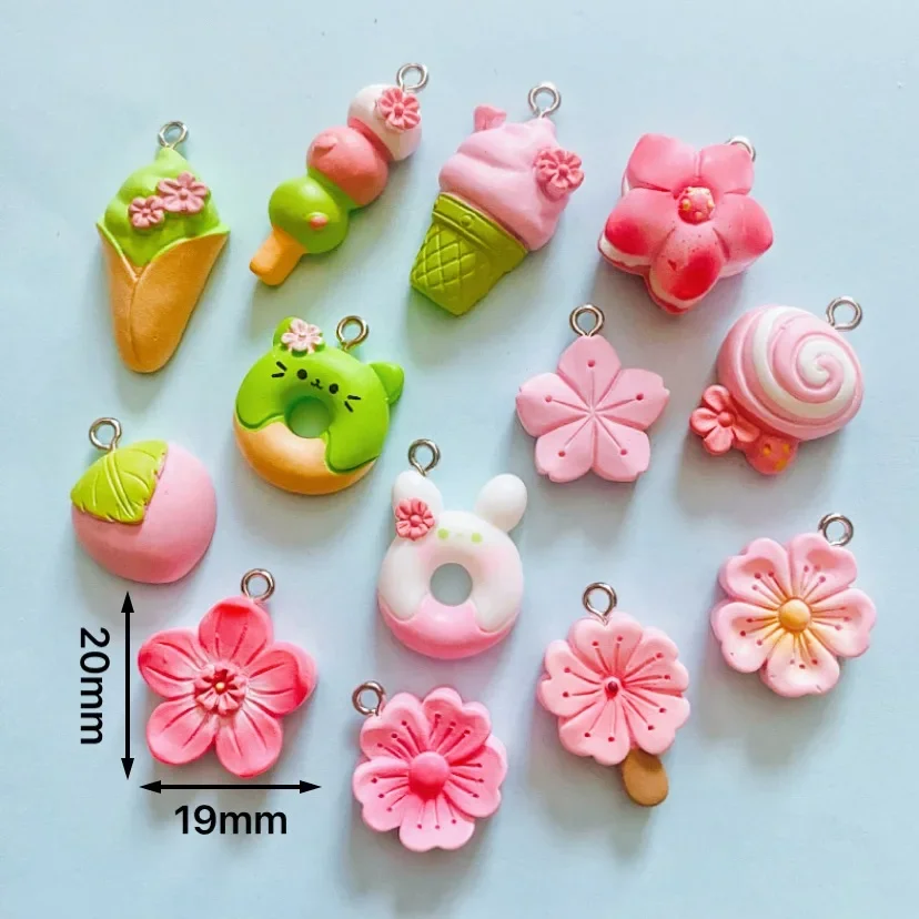 10Pcs Cat Bread Flower Resin Charms for DIY Jewellery Making