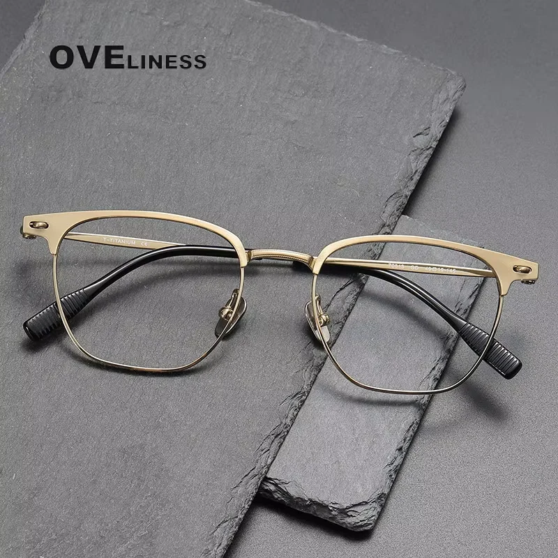 

2025 Retro Pure Titanium Eyeglasses Frames Men Vintage Square Glasses Frame Women Luxury Brand Eyewear male full spectacles