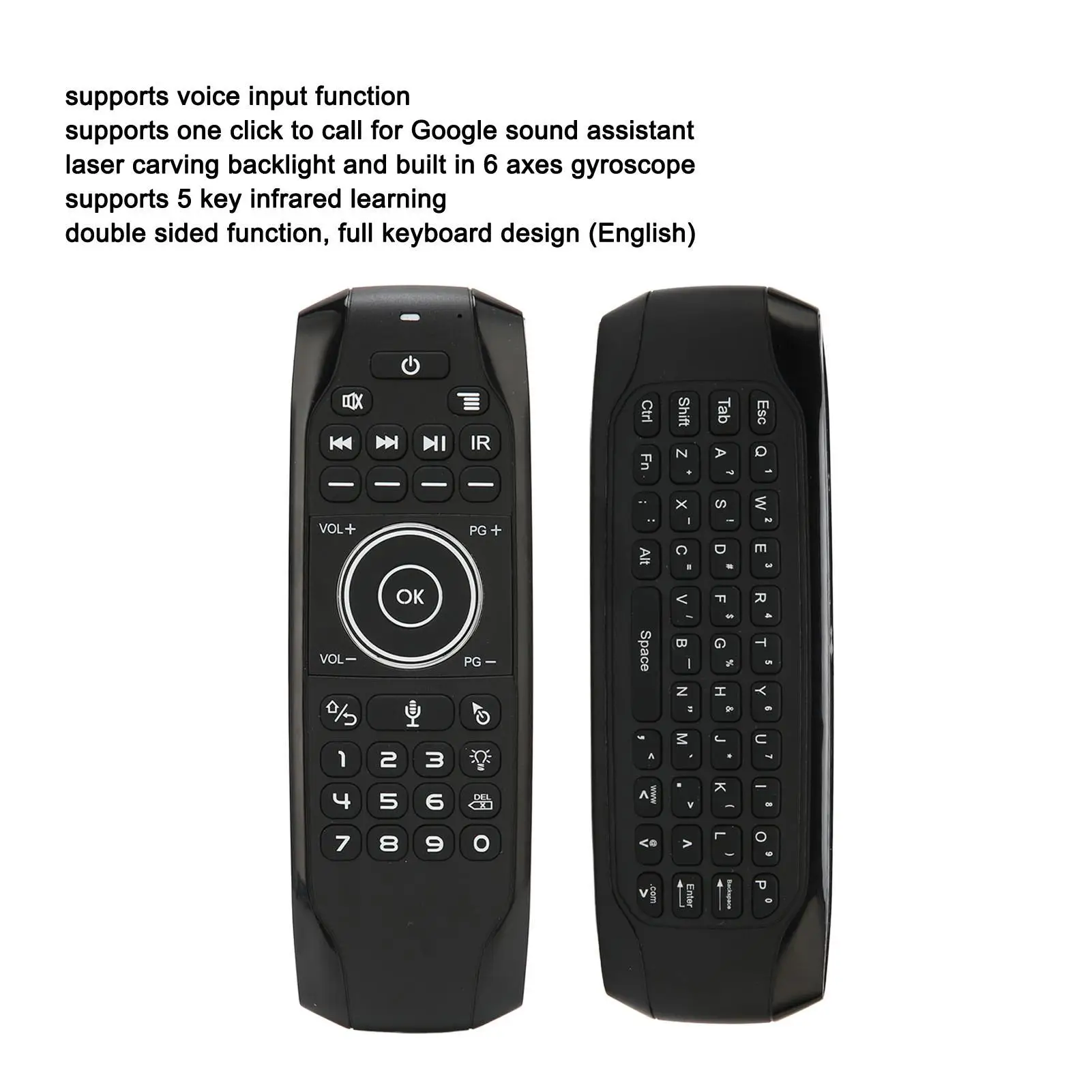 Backlit Wireless 2.4G Remote Control Replacement - Dual-Sided Voice Remote for home Devices