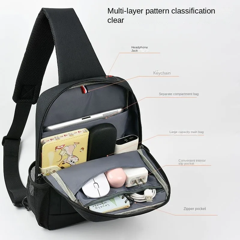 Large Capacity Shoulder Bag For Xiaomi Pad 6S Pro Pad7 6 5 Redmi Pad Pro 12.1 Poco Pad 5G 2024 Chest Bag With USB Charging Port