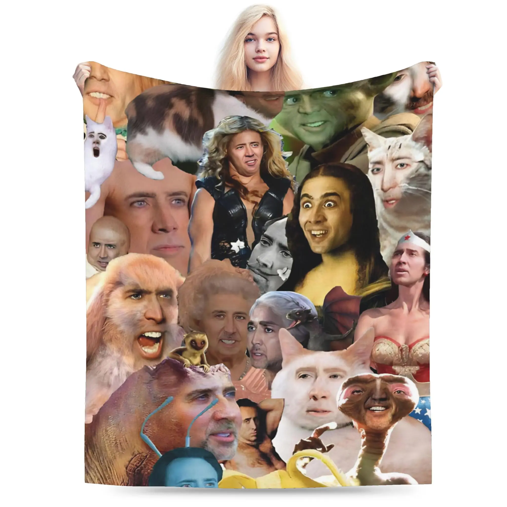 Nicolas Cage Print Blanket For Men Women Super Soft Cozy  Throw Blankets for Bed 50x60 Inches Multiple Sizes