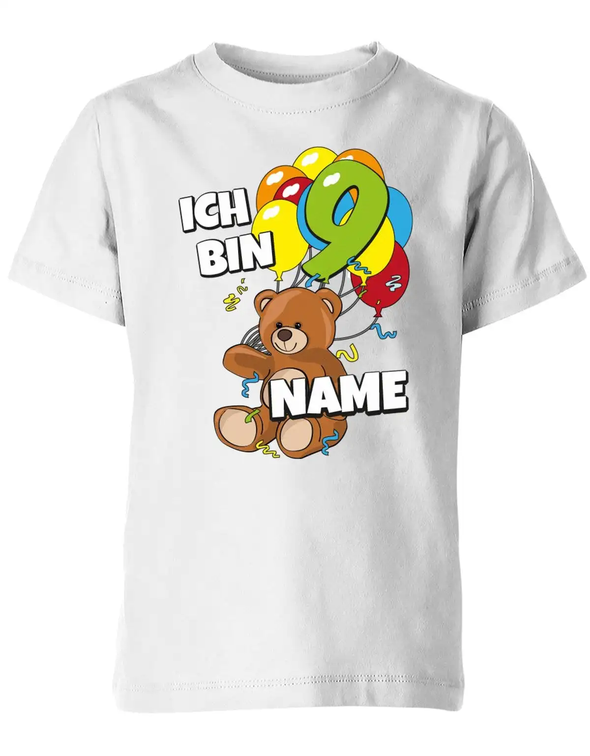 T Shirt 9 Geburtstag Ich Bin Teddybär Mit Luftballons Und Name