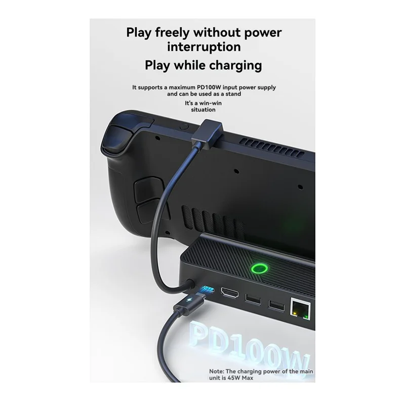 Abjf-para estação de encaixe de deck de vapor rgb suporte-adaptador de vídeo compatível carregador usb tipo-c para console de jogos de deck de vapor