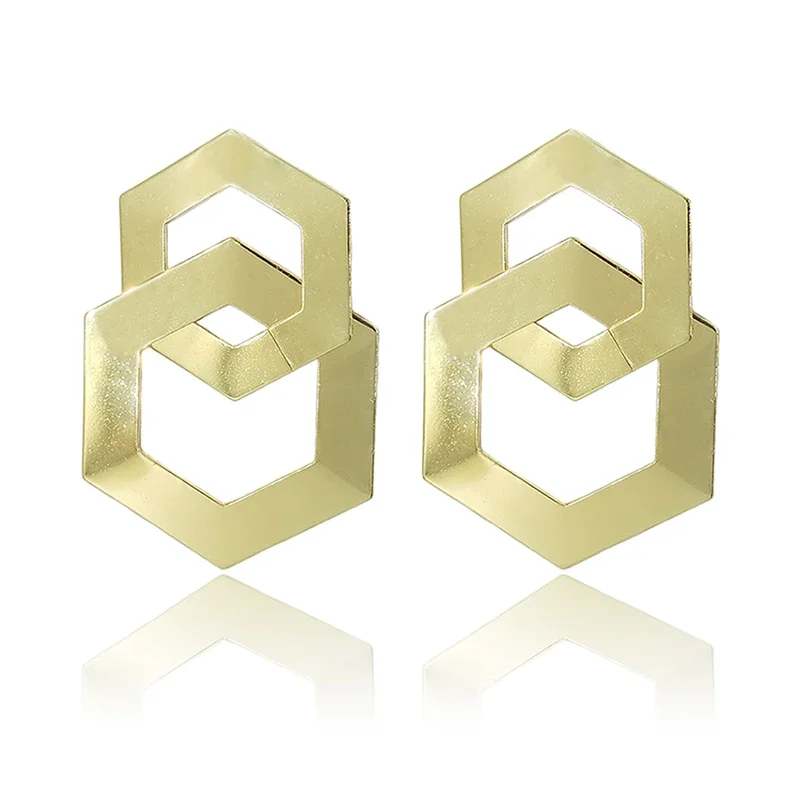 2021 جديد عصري 68 مللي متر 1 زوج جودة عالية سبائك الزنك السداسي استرخى أقراط للفتيات هدايا الحفلات اكسسوارات #2